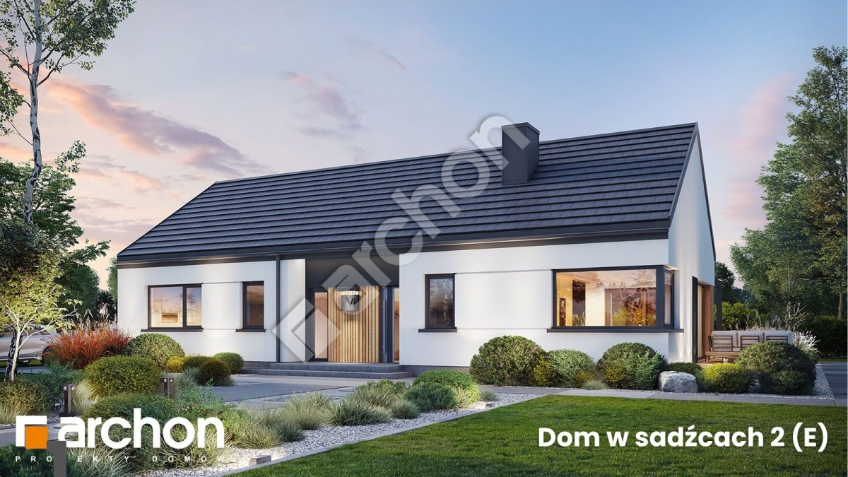 Dom w sadźcach 2 (E) - nowoczesna parterówka z efektowną strefą dzienną